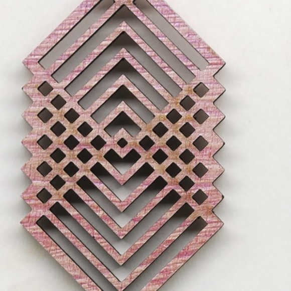 Pink Fire Square Earrings - Picture 4 of 5